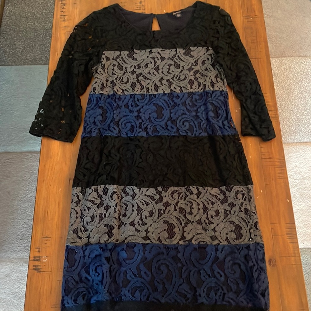 EUC Ella Moss mini dress blue gray black colorblock size XS